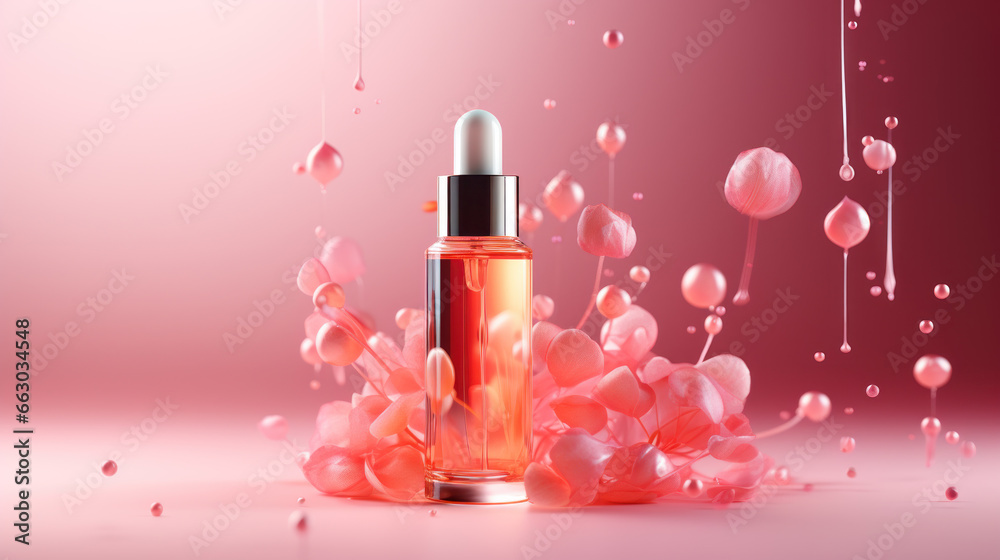 Luxury realistic beauty skin care cosmetics template. Banner, flyer, brochure, poster for beauty promotion of premium product for ads surrounded by roses and petals background. Generative AI Luxury realistic beauty skin care cosmetics template. Banner, flyer, brochure, poster for beauty promotion of premium product for ads surrounded by roses and petals background. Generative AI