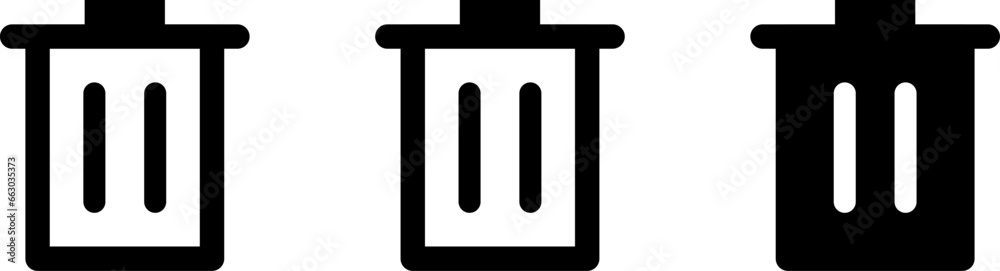 Simple Trash Bin Waste Rubbish Recycle Garbage Delete Button Symbol Icon. Vector Image.