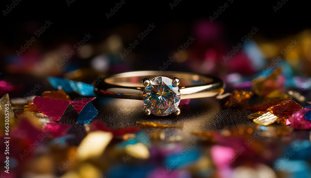Shiny jewelry with precious gemstones in gold and platinum for weddings generated by AI Shiny jewelry with precious gemstones in gold and platinum for weddings generated by AI