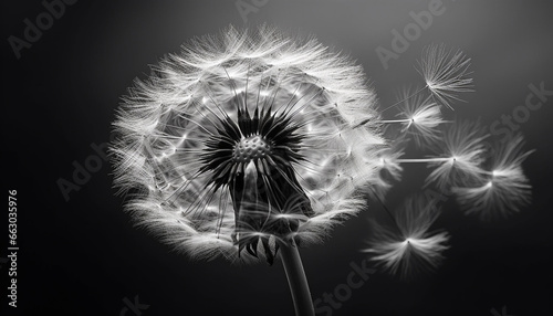 Soft fluffy dandelion seed in close up  a symbol of fragility generated by AI