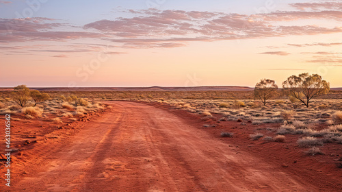 Australia red sand unpaved road and 4x4 at sunset Francoise Peron Shark Bay photo