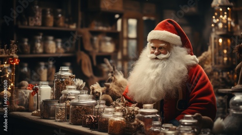  Santa Claus in the herbalist's shop. 