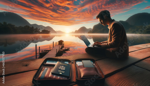 a digital nomad is deep in concentration. photo