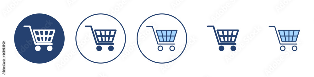 Shopping icon vector. Shopping cart sign and symbol. Trolley icon Shopping icon vector. Shopping cart sign and symbol. Trolley icon