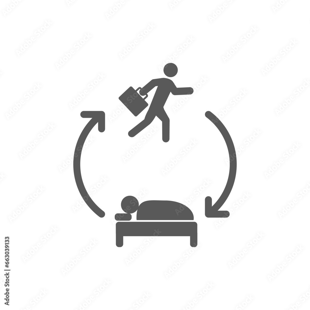 vector design illustration of work and sleep activities.