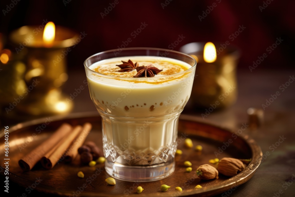 Traditional Indian Sparkling Lassi Elixir in Tall Glass Traditional Indian Sparkling Lassi Elixir in Tall Glass