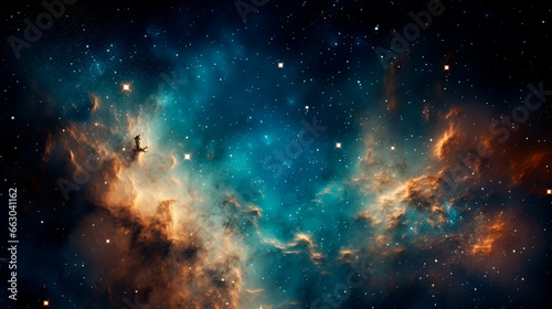 Abstract space background. Beautiful galaxies, nebula and stars in outer space, realistic universe wallpaper © lucas