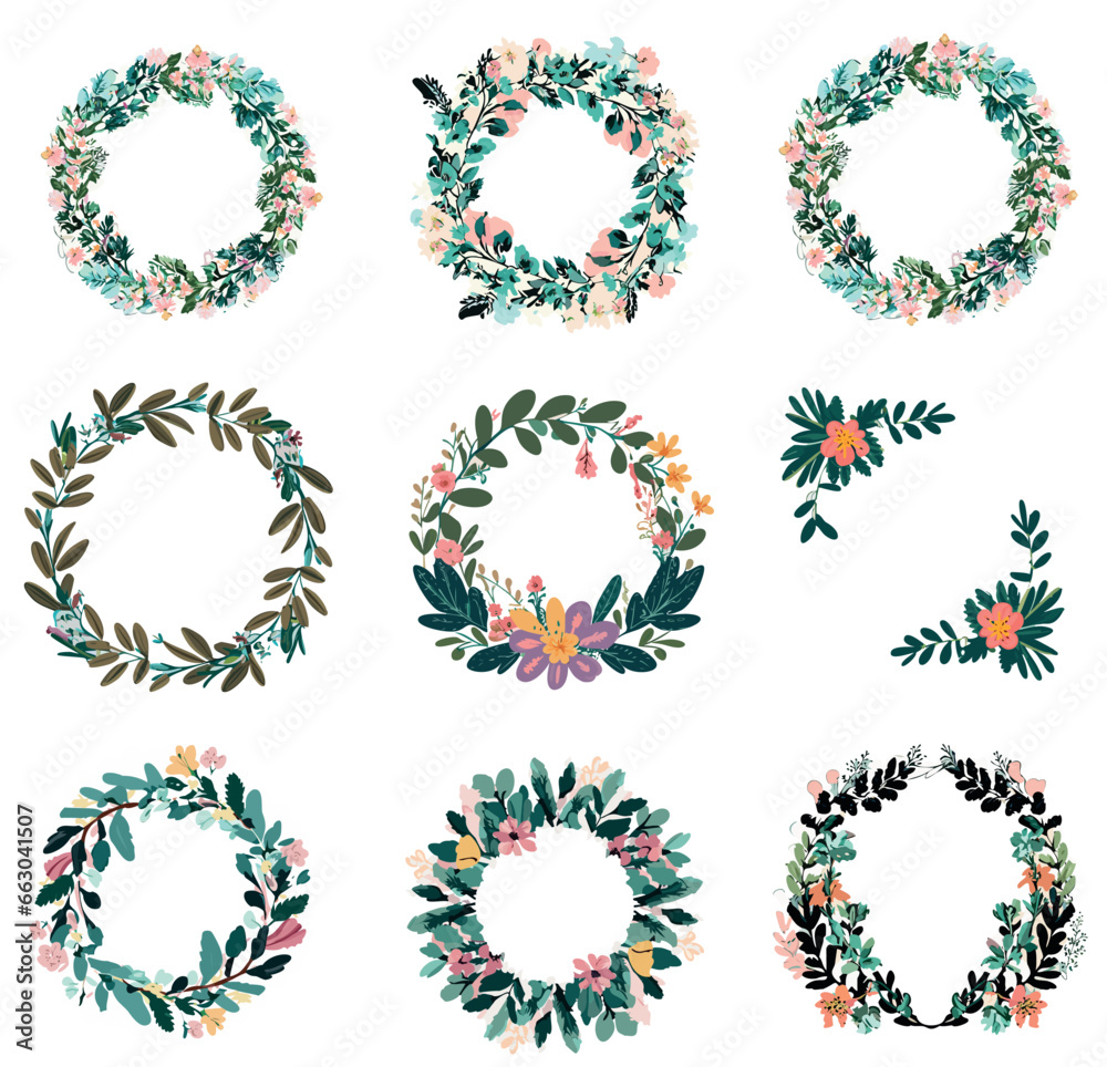 set of floral ornaments elements, vector art