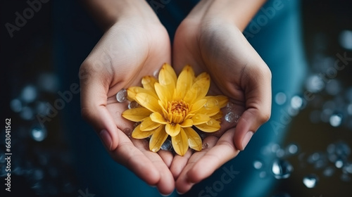 Hands with yellow flower
