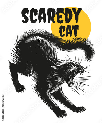 scaredy cat, vector horror cat