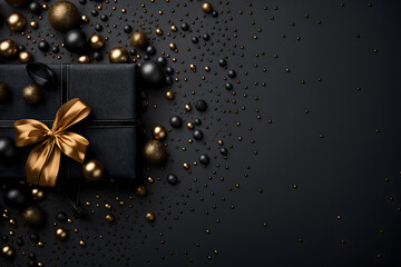 gift box with ribbon, shopping cart, black friday cyber monday