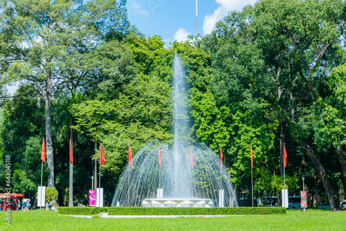 The fountain at Independence Palace in Ho Chi Minh City, Vietnam. Independence Palace is known as Reunification Palace.