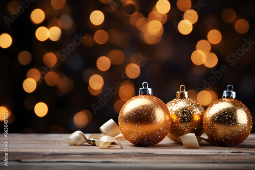 Golden Glitz, A Festive Christmas Background with Shimmering Balls