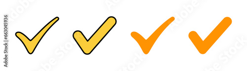 Check mark icon set for web and mobile app. Tick mark sign and symbol