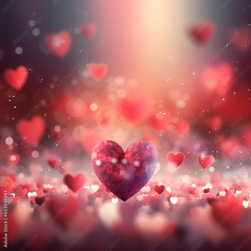 Valentines day background with red hearts and bokeh lights Valentines day background with red hearts and bokeh lights