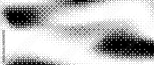 Pixelated bitmap gradient texture. Black and white wavy dither pattern background. Abstract glitchy pattern. 8 bit video game screen wallpaper. Wide pixel art retro illustration. Vector