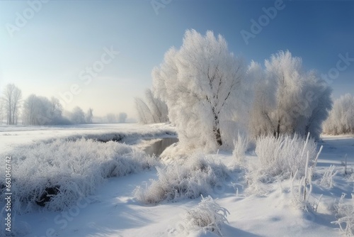 snowy winter landscape. Generative AI © Brian