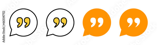 Quote icon set  for web and mobile app. Quotation mark sign and symbol