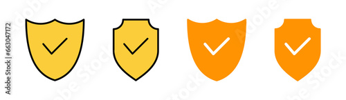 Shield check mark icon set for web and mobile app. Protection approve sign. Insurance icon