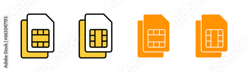 Sim card icon set for web and mobile app. dual sim card sign and symbol