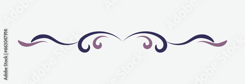 ornamental filigree flourish and thin divider. Classical vintage element, vector illustration