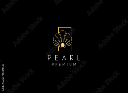 Minimalist and luxury gog pearl sea shell logo design