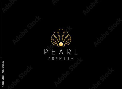 Minimalist and luxury gog pearl sea shell logo design