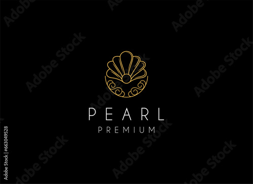 Minimalist and luxury gog pearl sea shell logo design