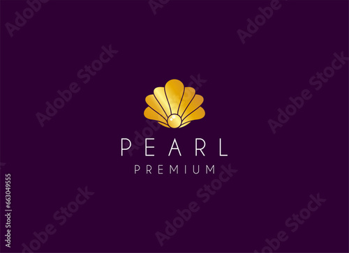 Minimalist and luxury gog pearl sea shell logo design