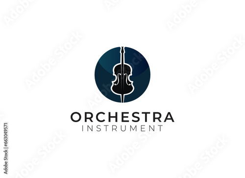 Violin viola orchestra logo design. 