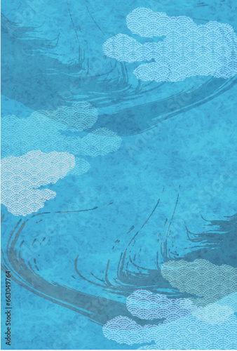 和柄　海　波　筆　背景
