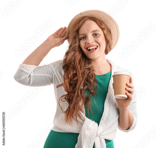 Beautiful redhead woman wit...