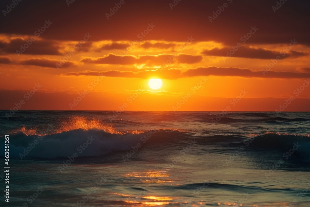 beautiful sunset over ocean. Generative AI
