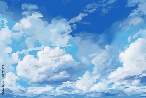 A painted background with blue and white sky. Generative AI