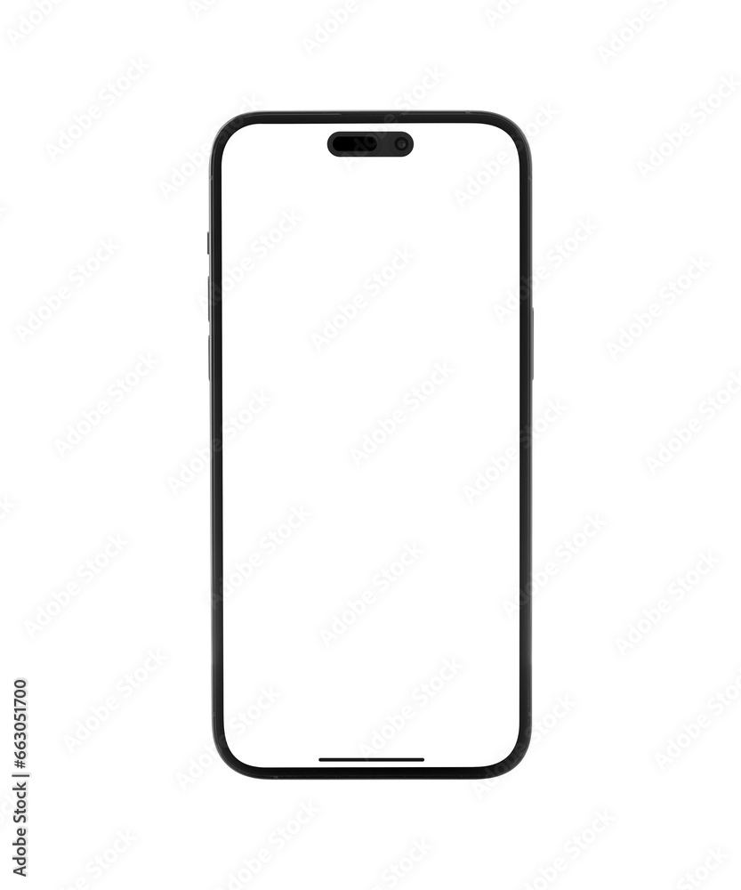 front view of black smartphone mockup blank screen isolated with clipping path on transparent background. front view of black smartphone mockup blank screen isolated with clipping path on transparent background.