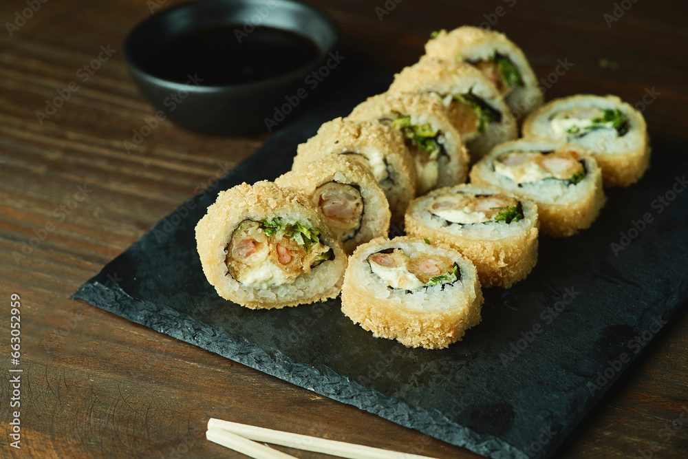 sushi with wasabi