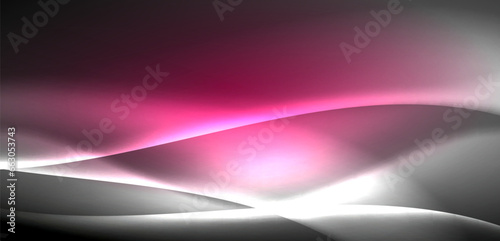 Neon-lit waves surge across background, mesmerizing dance of luminescence and motion. Dynamic backdrop captures essence of energy and modern aesthetics
