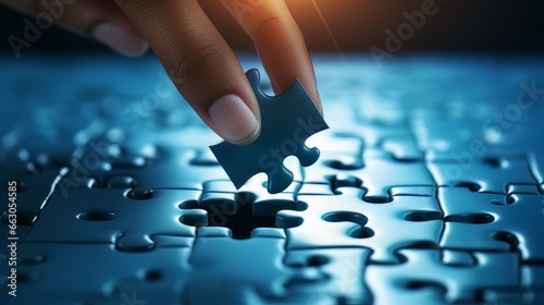 hand holding puzzle piece photo