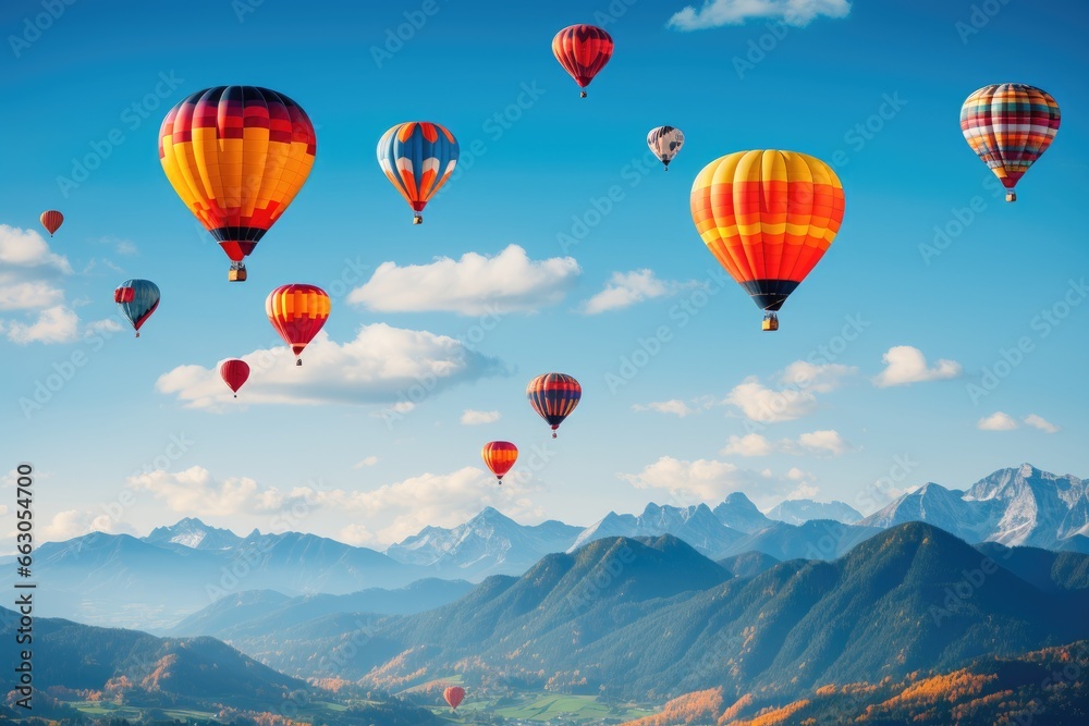 Colorful air balloons in the deep blue sky