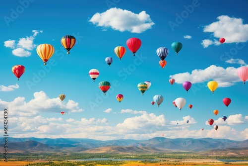 Colorful air balloons in the deep blue sky
