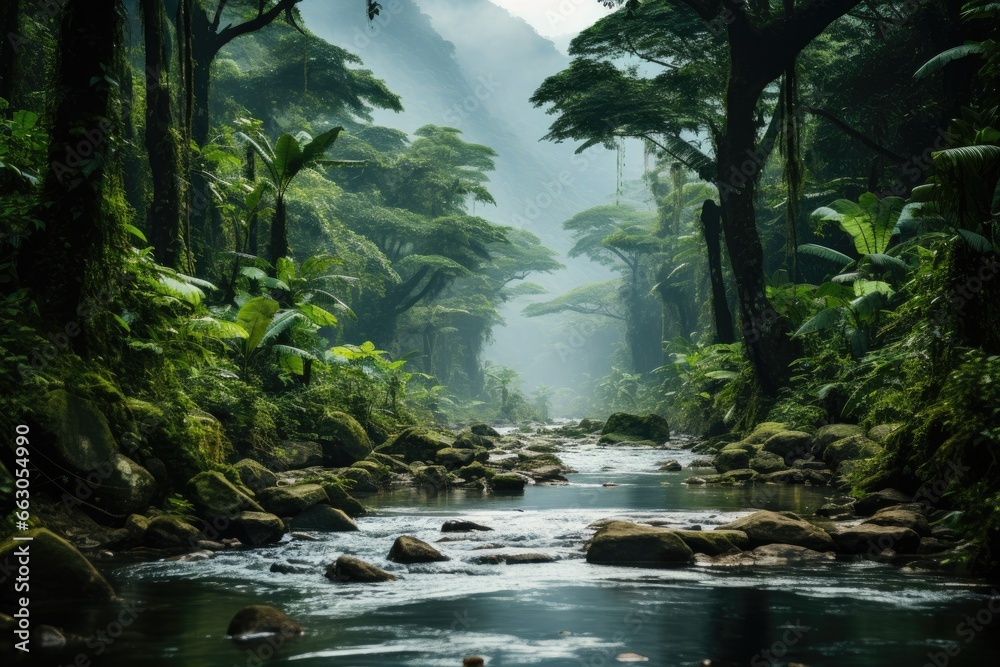 Obraz premium A river landscape in the Amazon rainforest