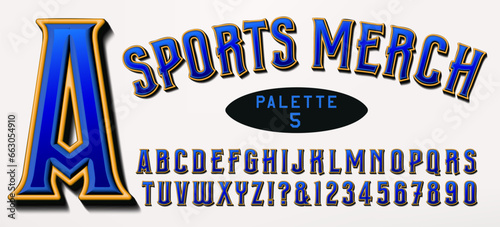 A dimensional alphabet in blue and yellow, ideal for sports merchandising with team colors