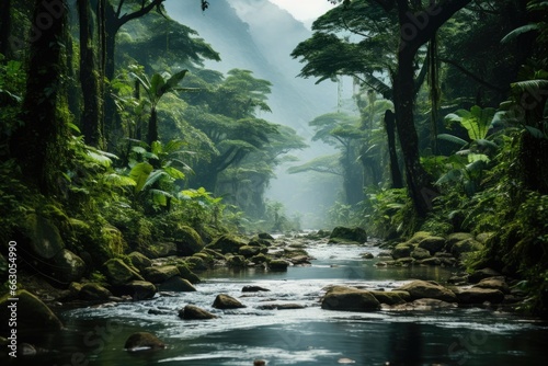 A river landscape in the Amazon rainforest
