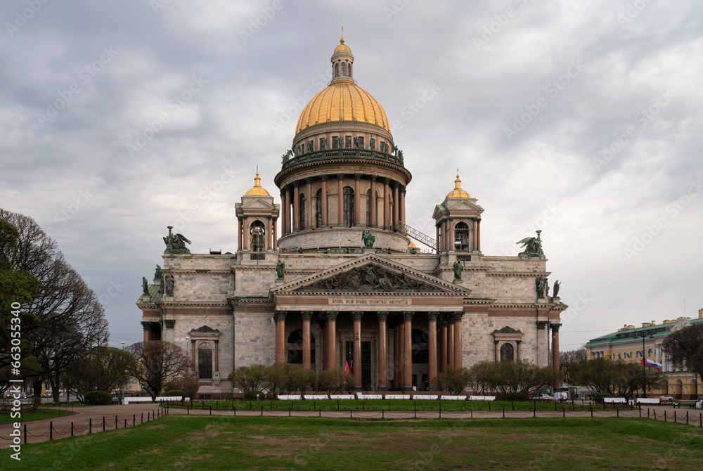 St. Isaac's Cathedral and St. Isaac's Square on a spring day, Saint Petersburg, Russia