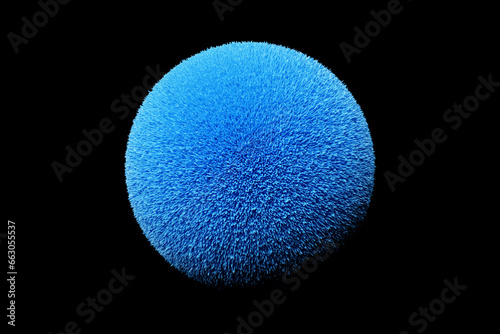 Futuristic 3d rendering blue abstract ball, color gradient spherical glass orb on black, modern graphic design element
