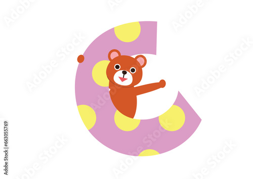 かわいい動物とアルファベット　Cとクマさん