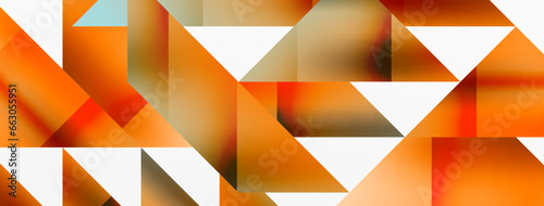 Vivid abstraction unfolds. Triangles in seamless harmony, composing dynamic geometric backdrop. Interplay of angles and hues forms captivating tapestry, evoking modernity and artistic allure