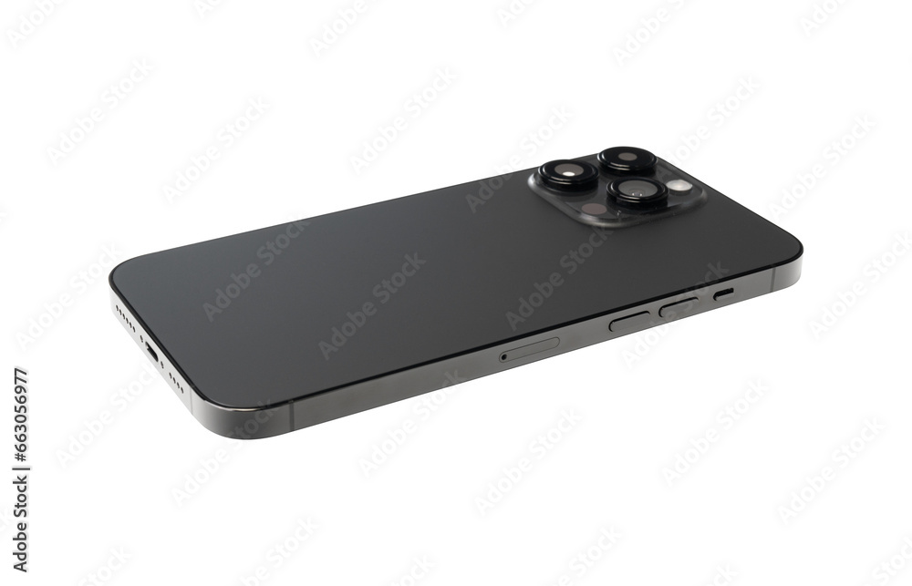 back view of black smartphone mockup isolated with clipping path on transparent background. back view of black smartphone mockup isolated with clipping path on transparent background.