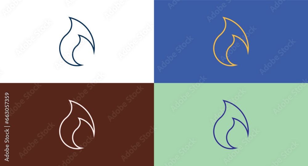 Obraz premium Flame outline logo template. Oil and gas logo vector. Fire vector design