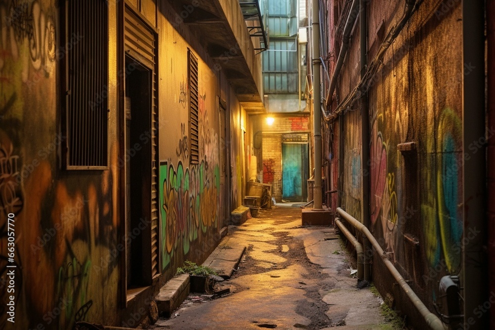 Fototapeta premium Narrow alleyway. Generative AI